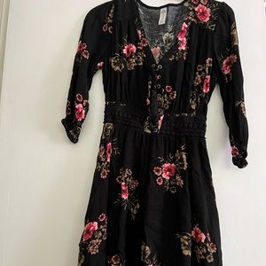 Floral Lace-Up Dress